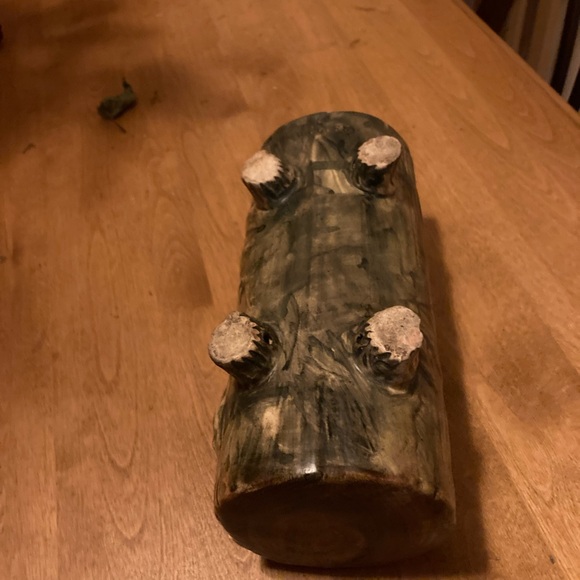 Weller 1920's vintage art pottery rustic Log-Shaped footed Ceramic Planter - Picture 7 of 8